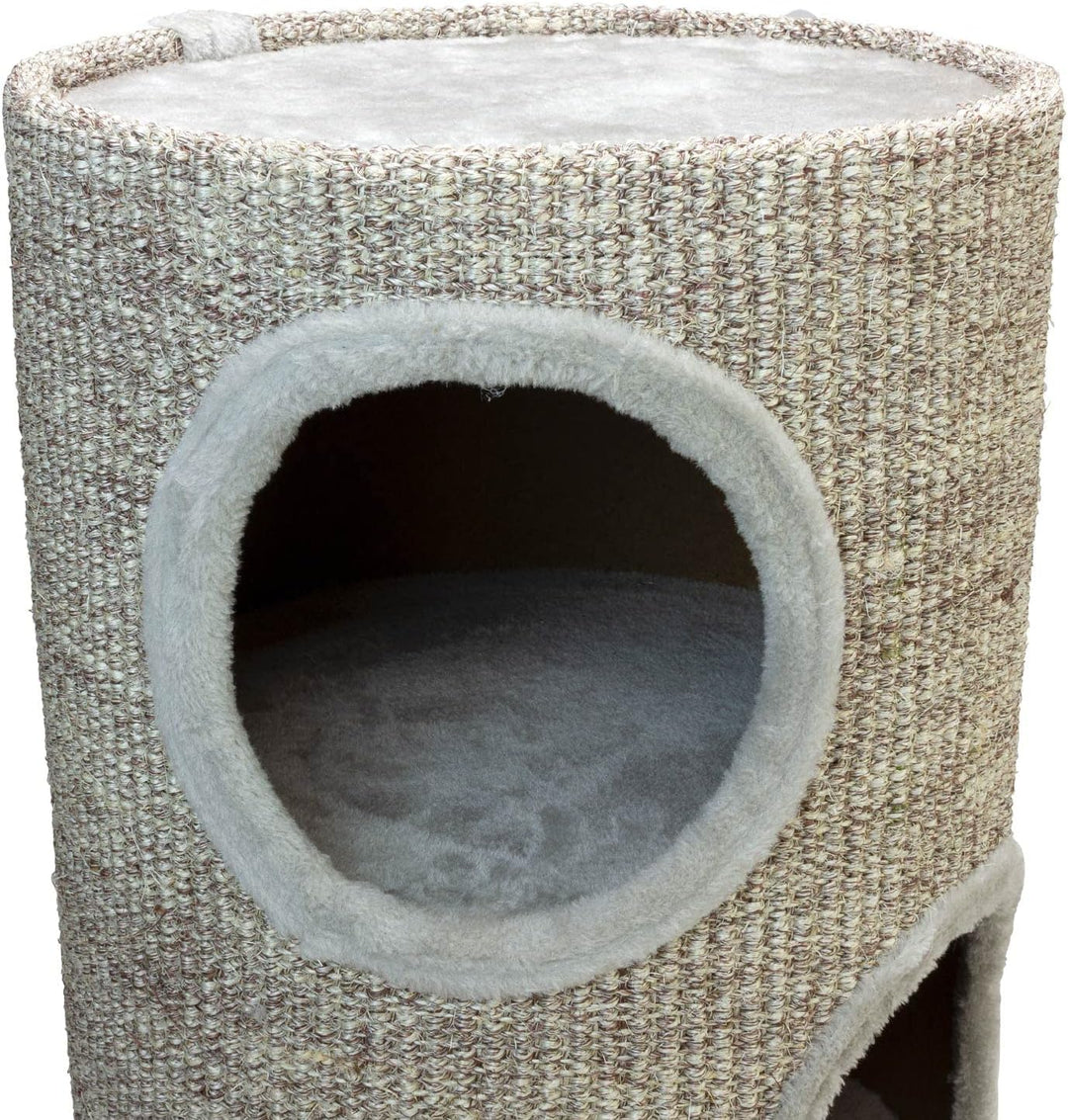 Arquivet Kratzbaum rund beige mit Löchern für Katzen - 36 x 36 x 70 cm - Kratzbaum für Katzen - Vert