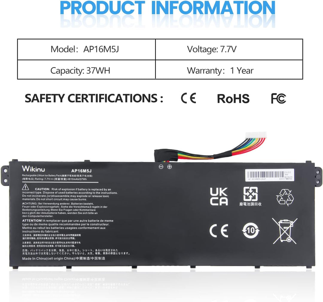 Wikinu AP16M5J Laptop Akku für Acer Aspire 1 A114-31 A114-32 3 A314-31 A314-32 A314-41 A315-21 A315-