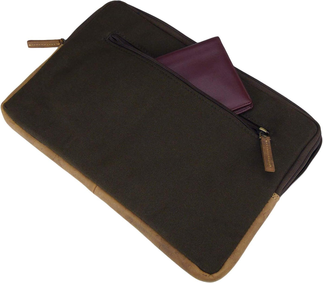 Greenburry Tasche für Tablet Notebook Dokumente 13" Leder Canvas braun Vintage