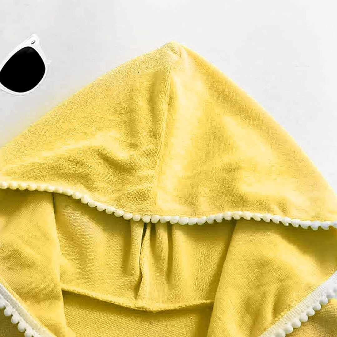 Mädchen Kurzarm Frottee Badeponcho mit Seitentaschen Lila Reissverschluss Surf Poncho, Kapuzen-Badem