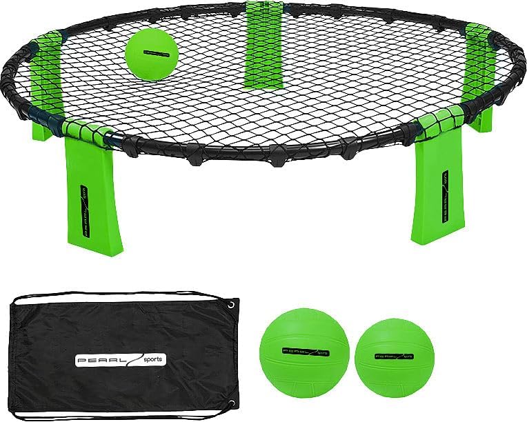PEARL Sports Roundnet Spiele: 4 Outdoor-Roundnet-Spielsets mit 4 Spielnetzen und 12 Bällen, Ø 92 cm
