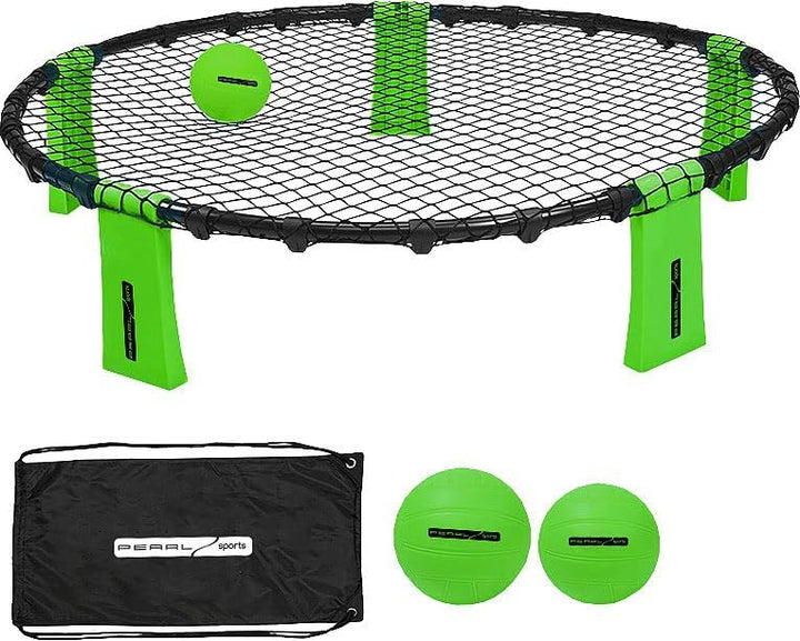 PEARL Sports Roundnet Spiele: 4 Outdoor-Roundnet-Spielsets mit 4 Spielnetzen und 12 Bällen, Ø 92 cm