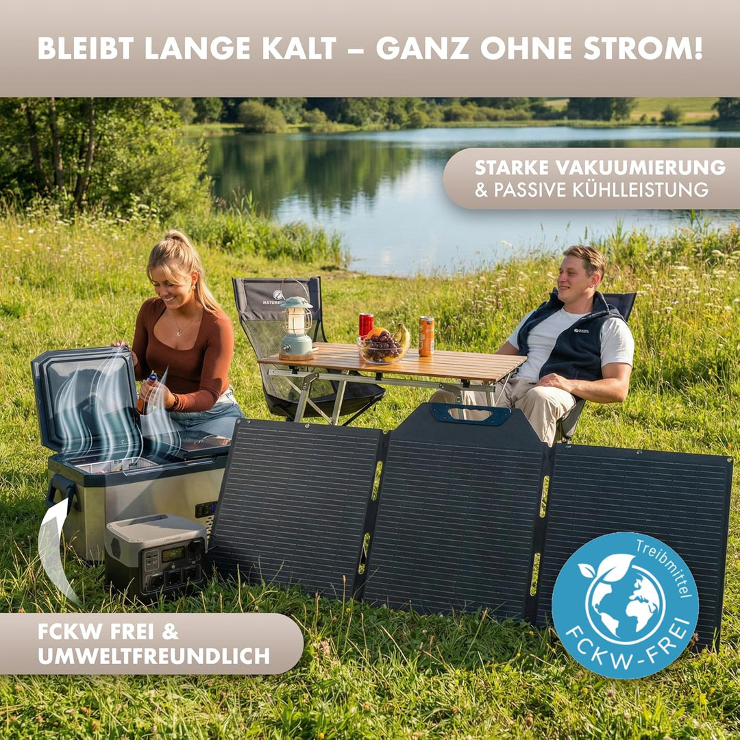 NATURBUMMLER Kompressor Kühlbox mit Vakuum-Isolierung [VAC-CORE] Reisekühlschrank 12V 230V mit Dual-