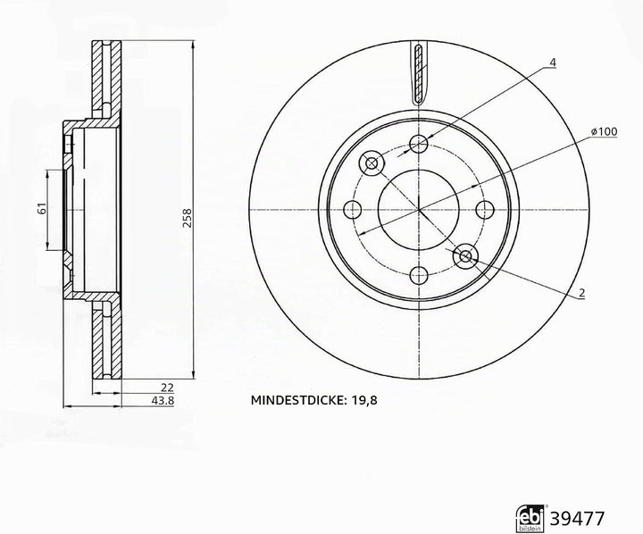 febi bilstein 39477 Bremsscheibensatz , 2 Bremsscheiben Single, Single
