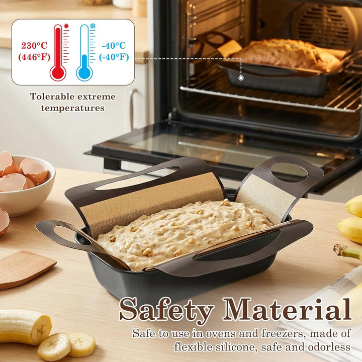 2 Stück Brotbackform Kasten, Karbonstahl Kastenform Brot 25x15x6cm mit 2 Backmatte, BPA-frei Antihaf
