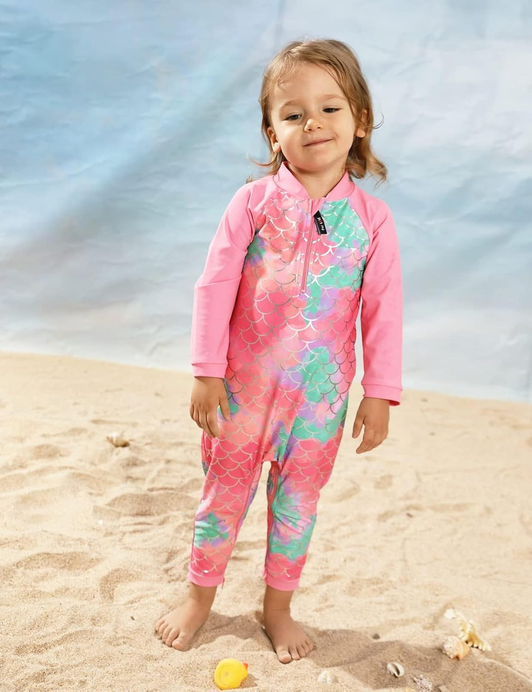 weVSwe Baby Mädchen Langarm Badeanzug UV-Schutz UPF 50+ Einteiler mit Kleinkind Sonnenhut Flap Cap 0