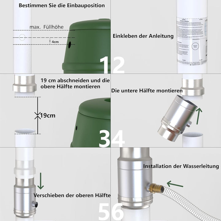 IGarden 100mm Regenwassersammler mit 45cm Schlauch- und Fassanschluss für das Fallrohr,Verzinktem St