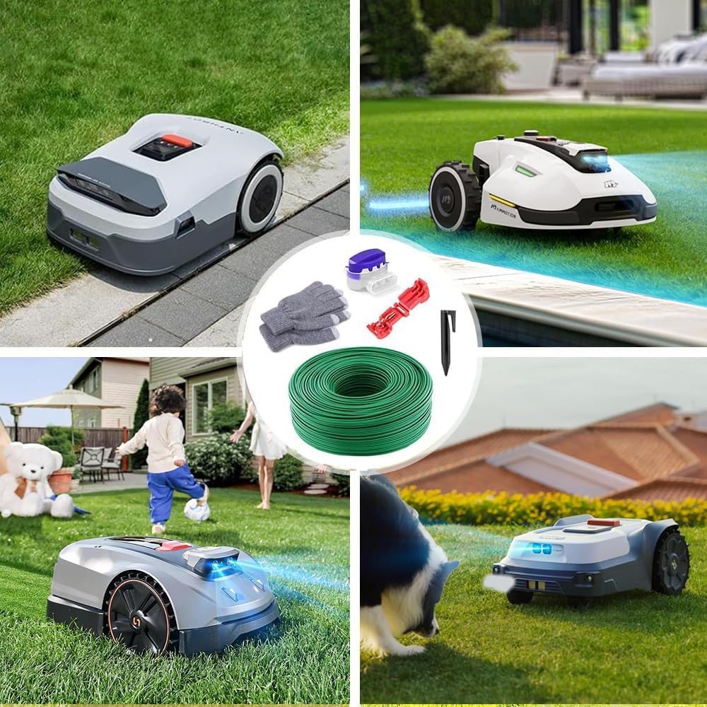 Kabelumfang für Roboter-Rasenmäher 100 m – Kit mit verzinktem Draht, 50 Böden, 20 Anschlüsse, 20 Ans