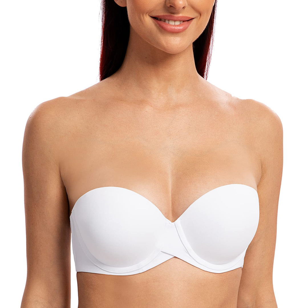 MELENECA Damen Push-Up Trägerlos BH - Bügel BH mit geformte Cups 70B Weiss, 70B Weiss