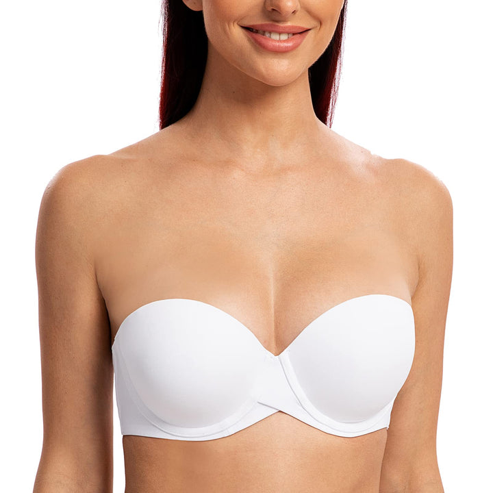 MELENECA Damen Push-Up Trägerlos BH - Bügel BH mit geformte Cups 70C Weiss, 70C Weiss