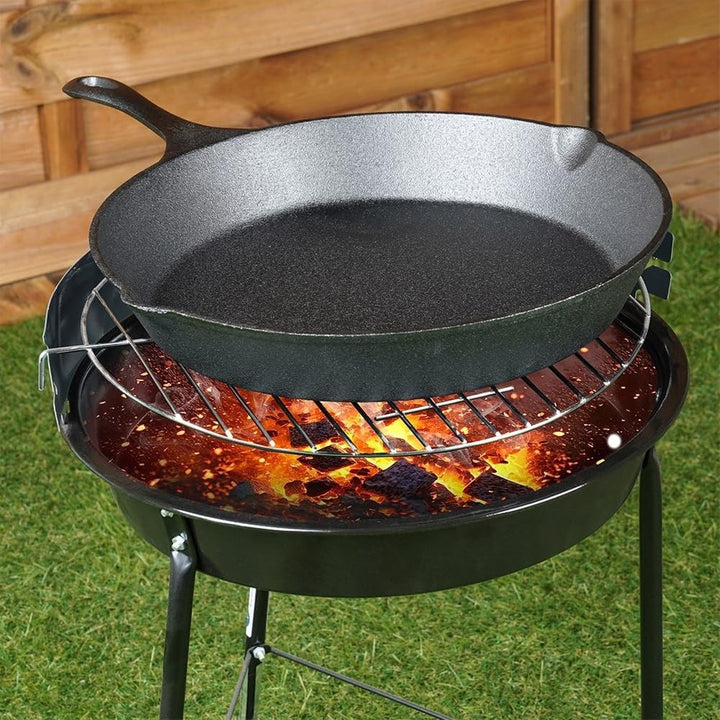 Vilde Gusseisenpfanne 30 cm - Vielseitige Gusseiserne Pfanne mit Rotem Silikongriffschutz - Ideal fü