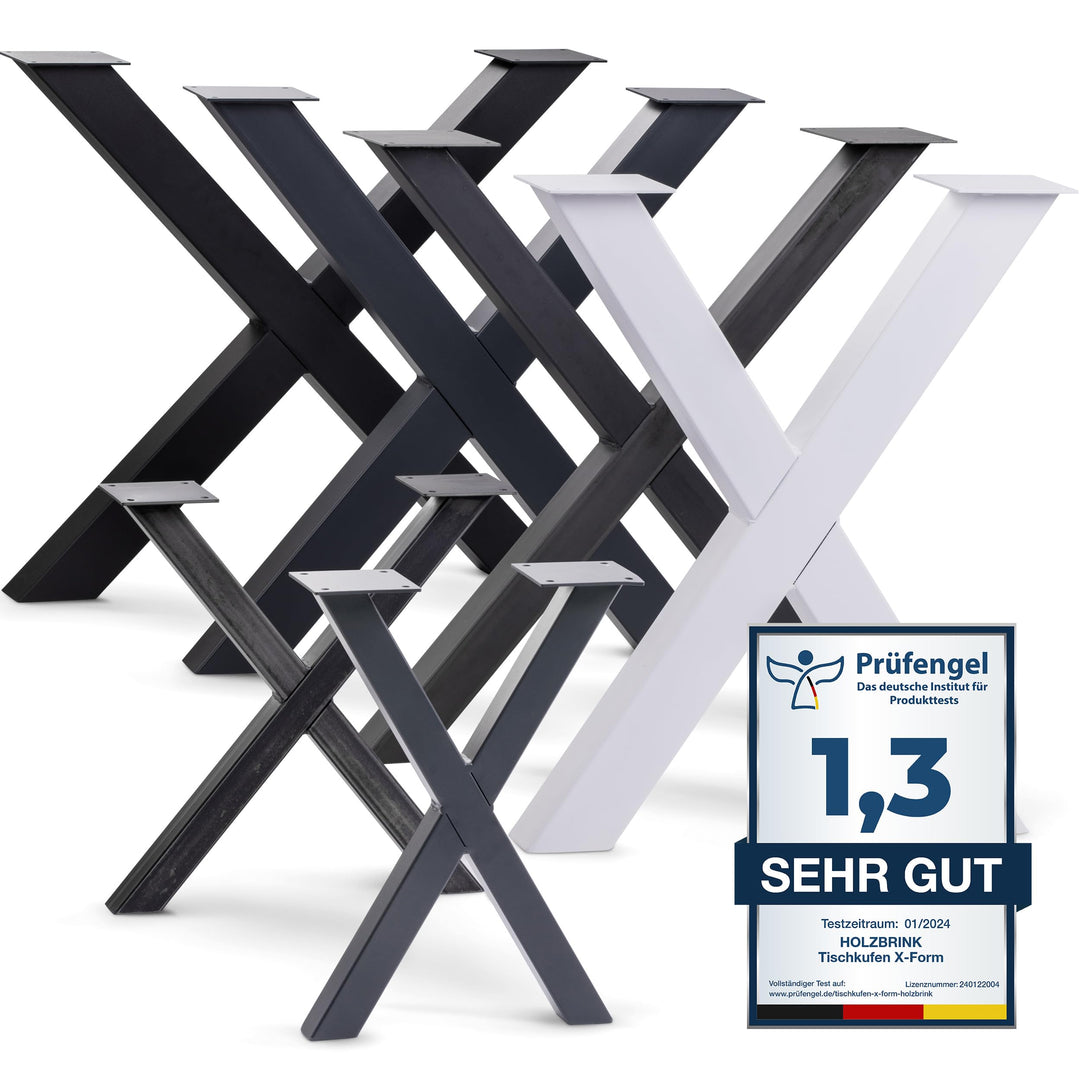 HOLZBRINK Tischkufen X-Form aus Vierkantprofilen 80x80 mm, x-förmiges Tischgestell 60x72 cm, Tiefsch