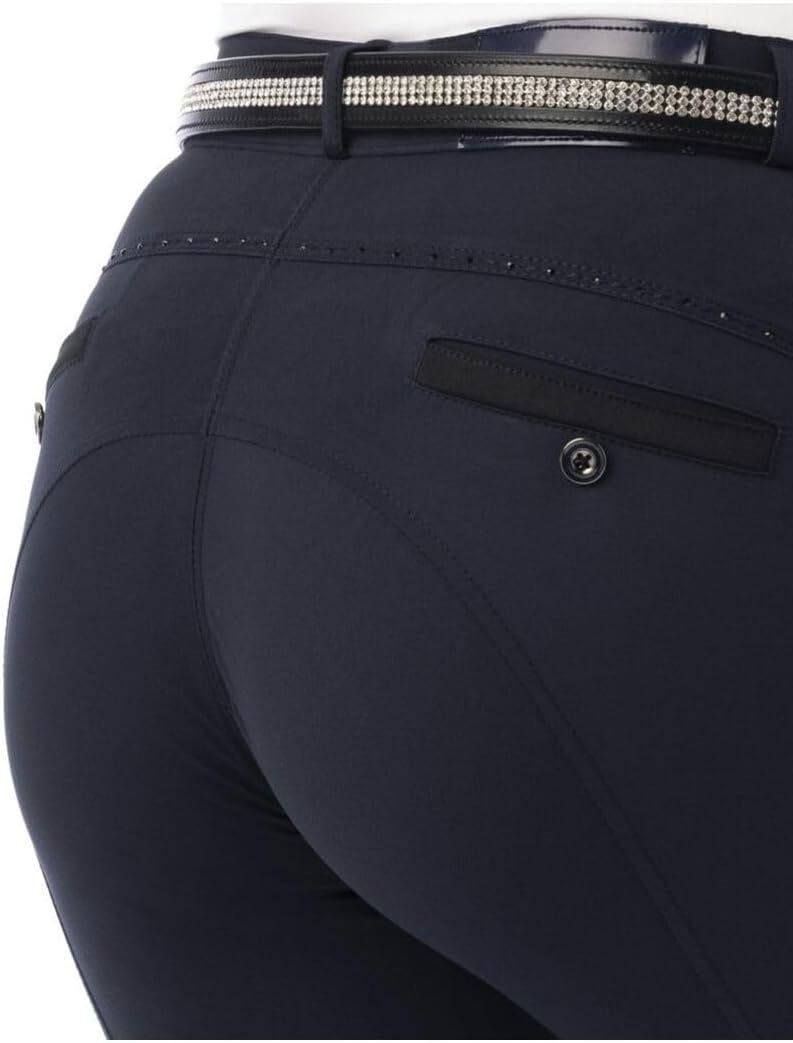 Equi-Theme Damen Reithose Silikon Kniebesatz SAFIR in 4 edlen Farben, Marine-40 Marine