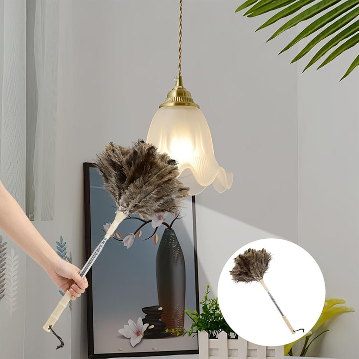 Staubwedel Straussenfedern Staubwedel Teleskop Waschbar Staubwedel Lang Ausziehbar 125cm für Spinnwe