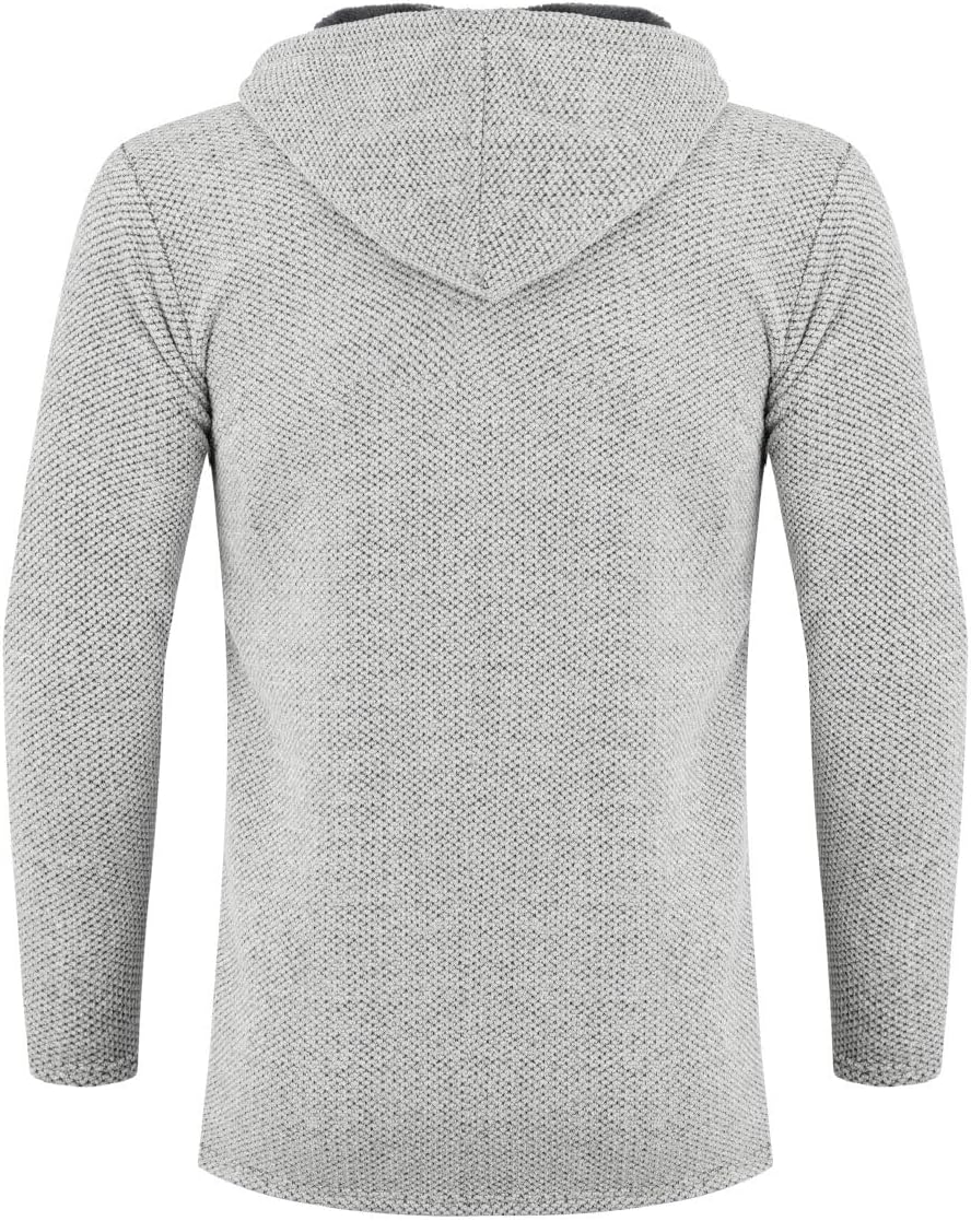 Allthemen Herren Strickjacke mit Kapuze Lang Gefüttert Cardigan Grobstrick Kapuzenjacke Kapuzenpullo