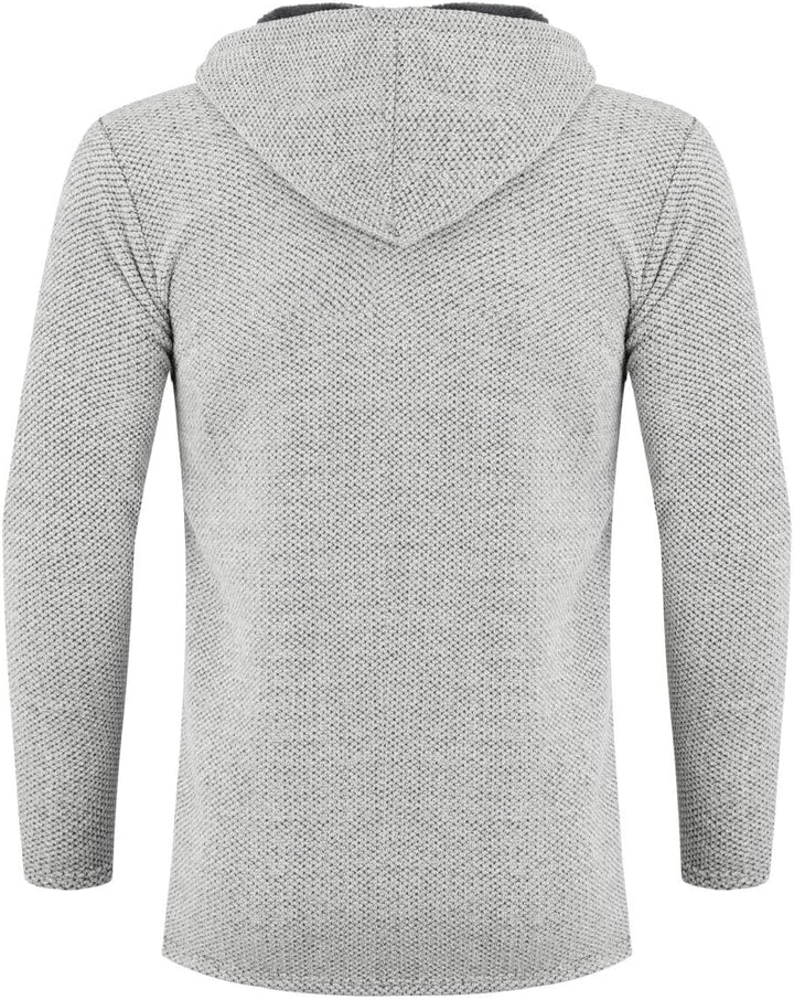 Allthemen Herren Strickjacke mit Kapuze Lang Gefüttert Cardigan Grobstrick Kapuzenjacke Kapuzenpullo