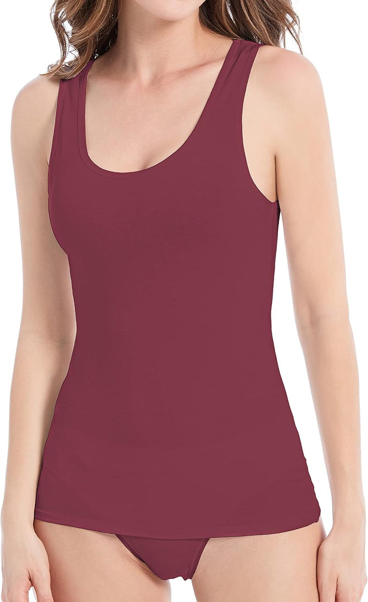 Comfneat Damen 4-Pack Tank Tops Stretch Baumwolle Elasthan Bequeme Unterhemden XL Color-set-2 4-pack