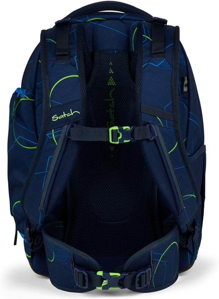 Satch Match Schulrucksack Set 2tlg. inkl. Schlamperbox Blue Tech, Blue Tech