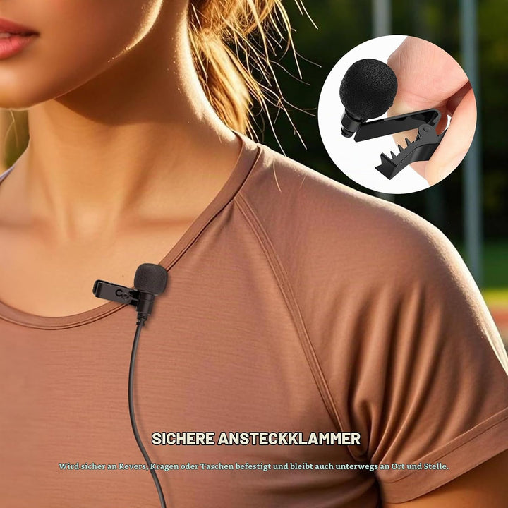 NEEWER Mini Lavalier Mic, 2er Pack, 2m Clip On kabelgebundenes Kondensator Ansteckmikrofon mit 3,5mm