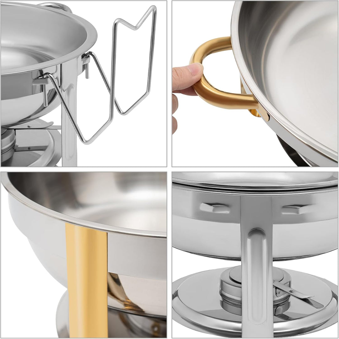 Chafing Dish 5L Runder Edelstahl Warmhaltebehälter ø302x(H) 225mm Speisenwärmer mit Glasdeckel für C