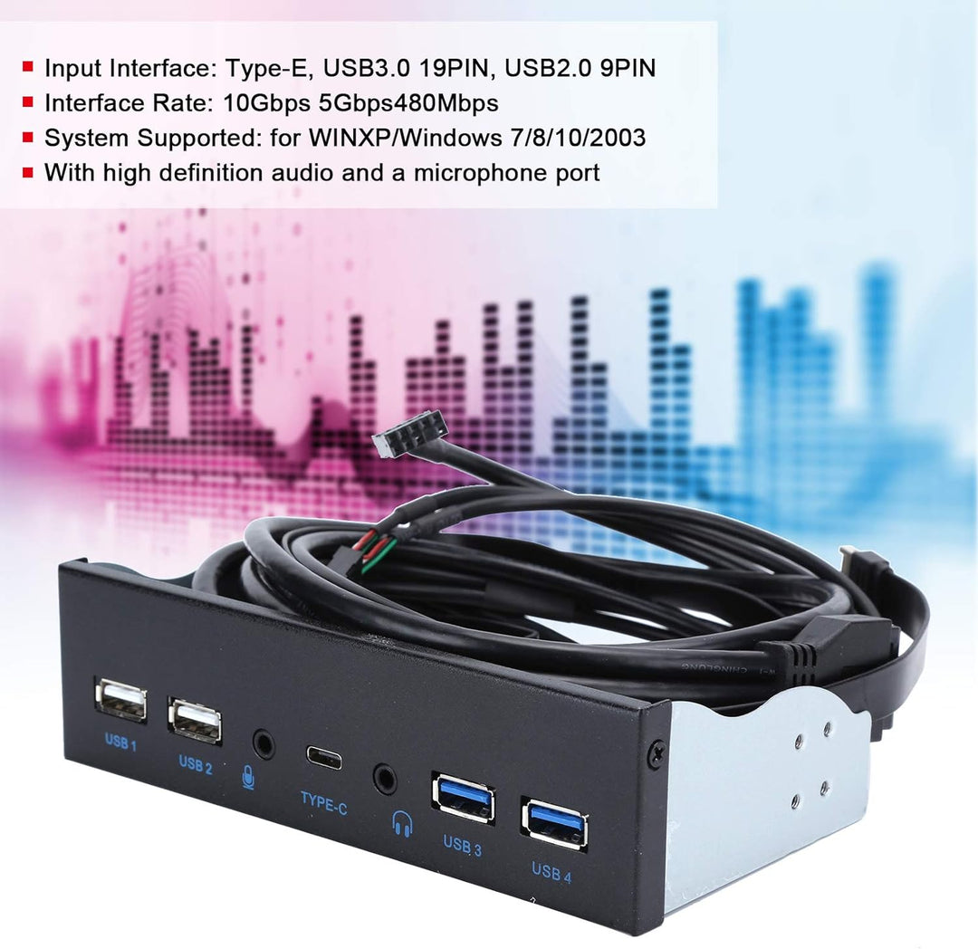 USB 3.0 Hub, PC-Frontplattenadapter, Mit High Definition Audio und Mikrofonanschluss, 2 Anschlüsse U