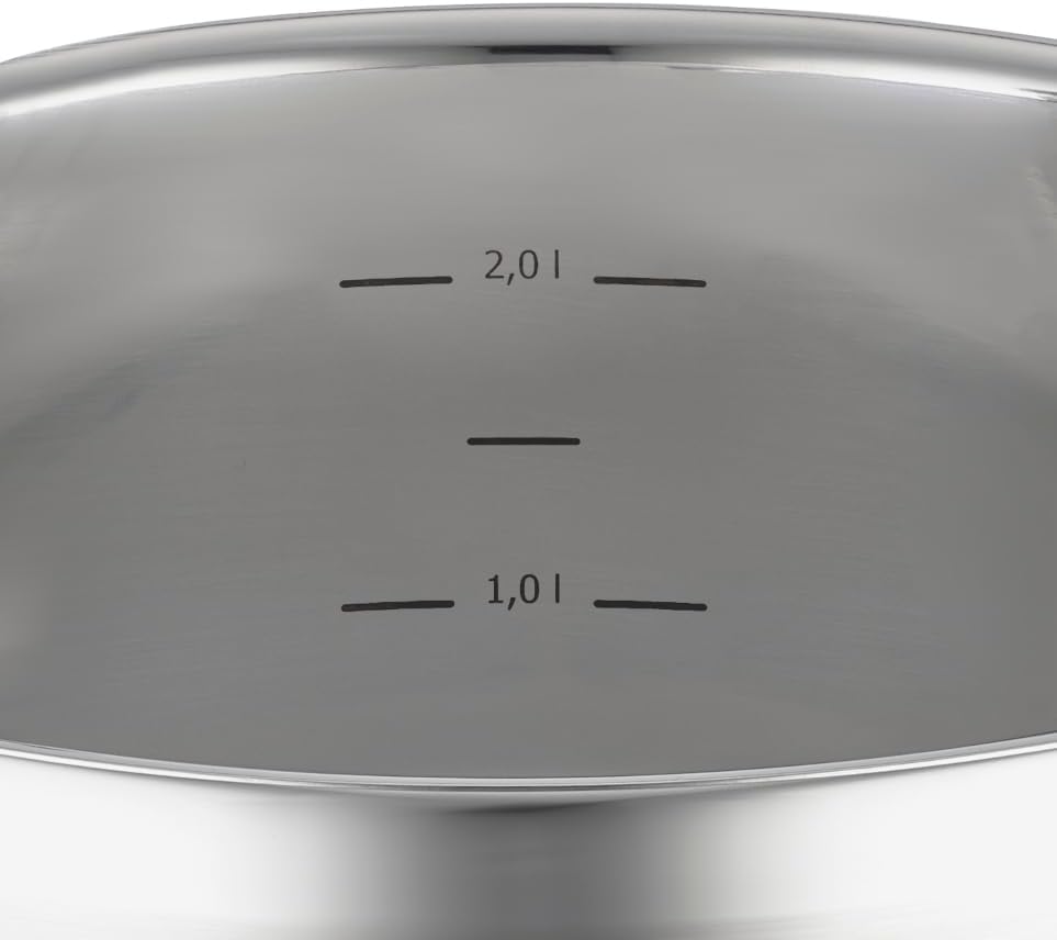 RÖSLE CHARM Bratentopf, Hochwertiger Universaltopf aus Edelstahl 18/10, 20 cm, Glasdeckel, Innenskal