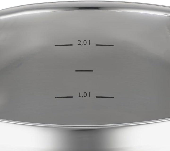 RÖSLE CHARM Bratentopf, Hochwertiger Universaltopf aus Edelstahl 18/10, 20 cm, Glasdeckel, Innenskal