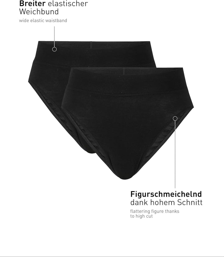 CALIDA Damen Elastic Duopack Slip (2er Pack) 48-50 Schwarz, 48-50 Schwarz