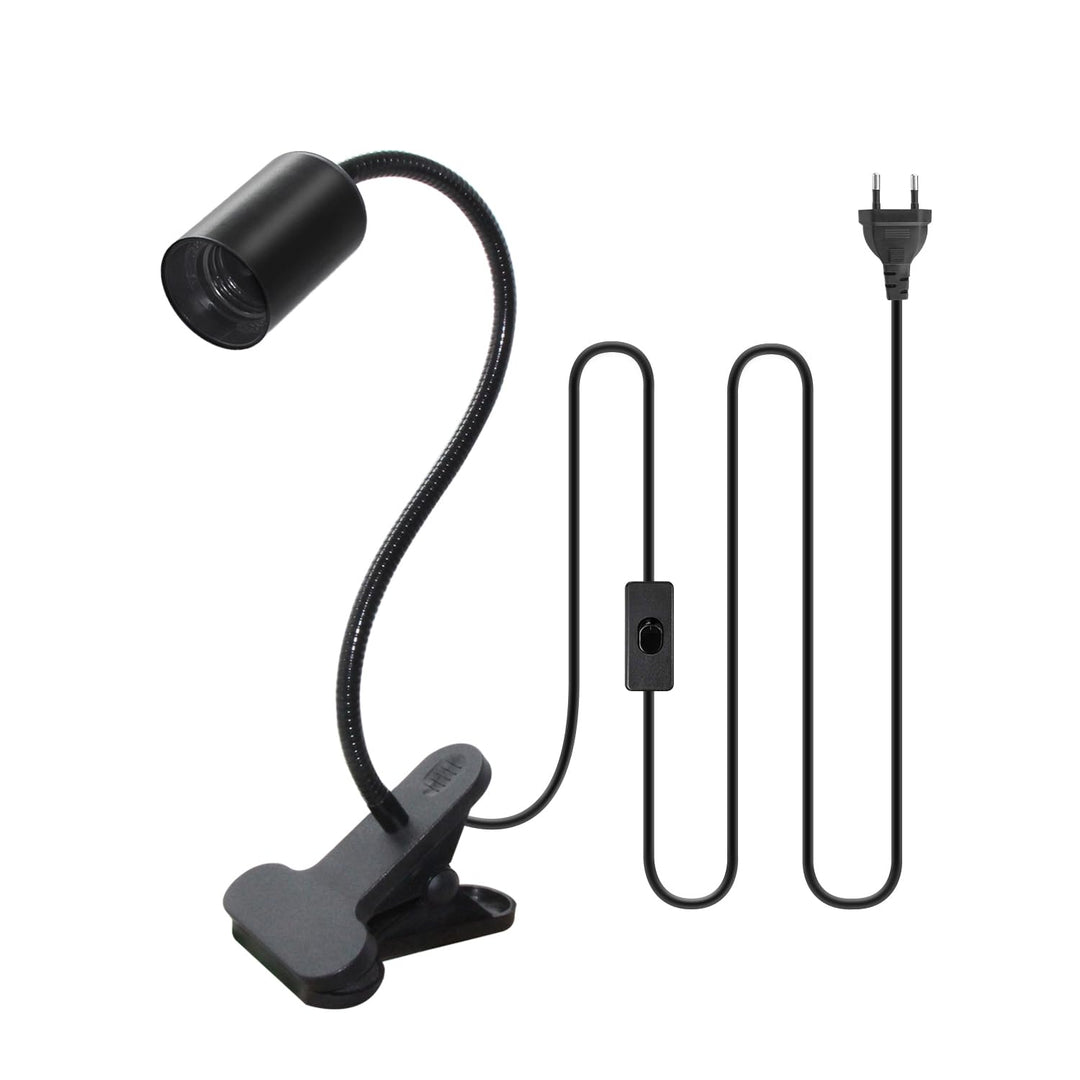 WPQIUZS E27 Klemmlampe mit Stecker 240CM Kabel Klemmleuchte Lampenfassung mit Schwanenhals und Schal