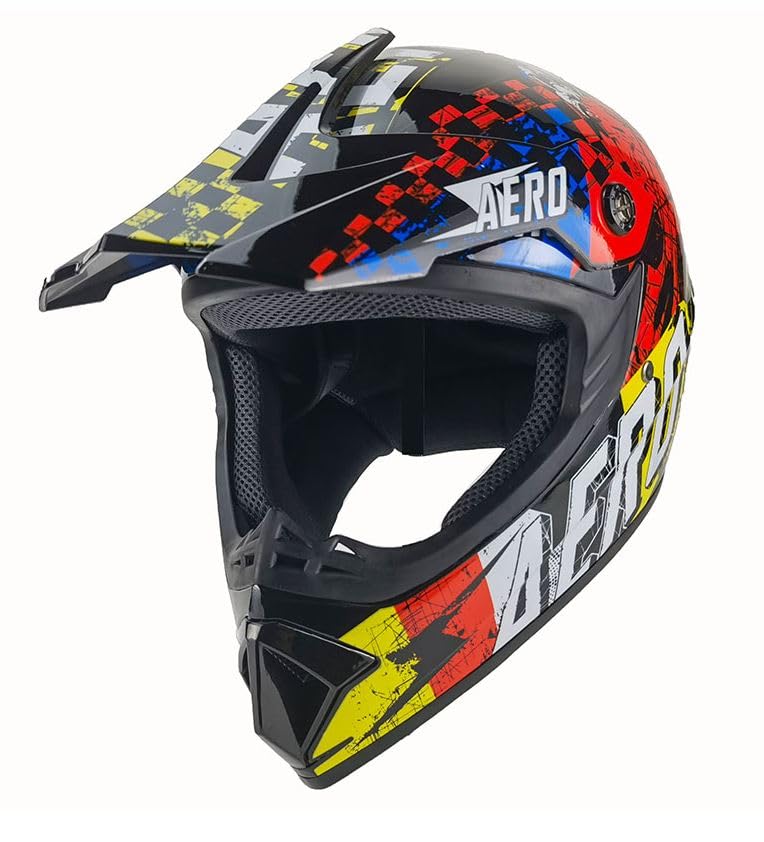 Kinder Crosshelm Skeleton – Motorradhelm für Kinder, ABS-Schale, robuster Kinderhelm für Downhill XS