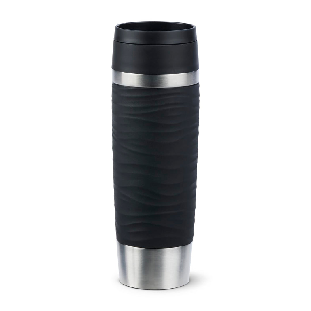 Emsa N20225 Travel Mug Wave Isolierbecher 0,5 Liter | neuer Komfort-Schraubverschluss | Edelstahl |