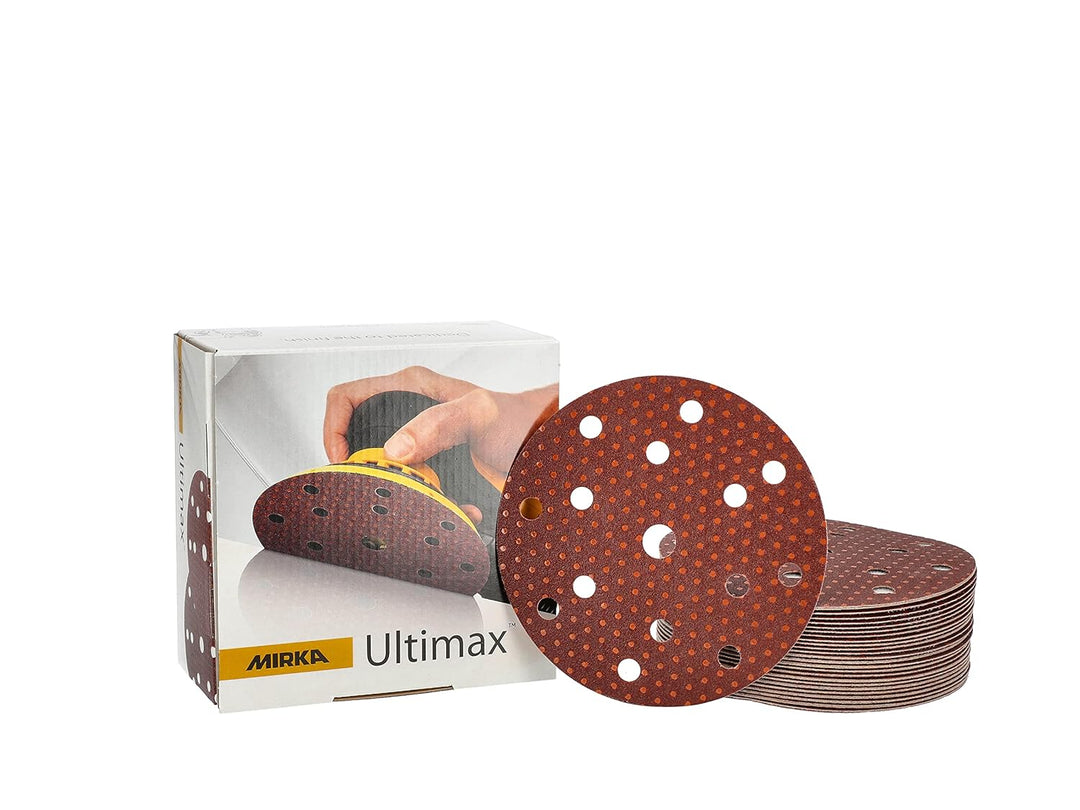Mirka Ultimax Schleifpapier Ø 150mm Klett 15-Loch / Korn P120 / 50 Stk / Für 150mm Exzenter und Schl