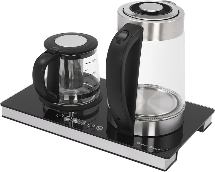Wasserkocher Elektrischer, 1500W LCD Electric Glas Teekocher mit Touchscreen für Kaffee und Tee, Sch
