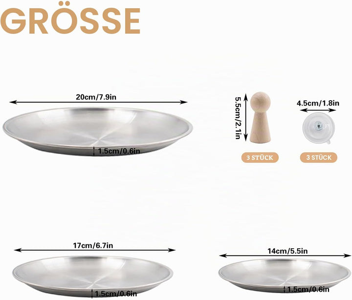 3 Sets Runde Töpferformen für Keramik mit Holzgriff & Edelstahlbasis (14/17/20 cm) Slump Formen Ton-
