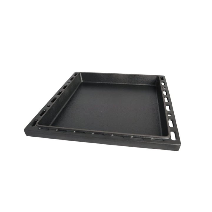 SANTOS einsetzbare Guss Grillpfanne/Einsatzpfanne - Gusseisen Grill Plancha - 37,7x 42,8x4,6cm - SAN