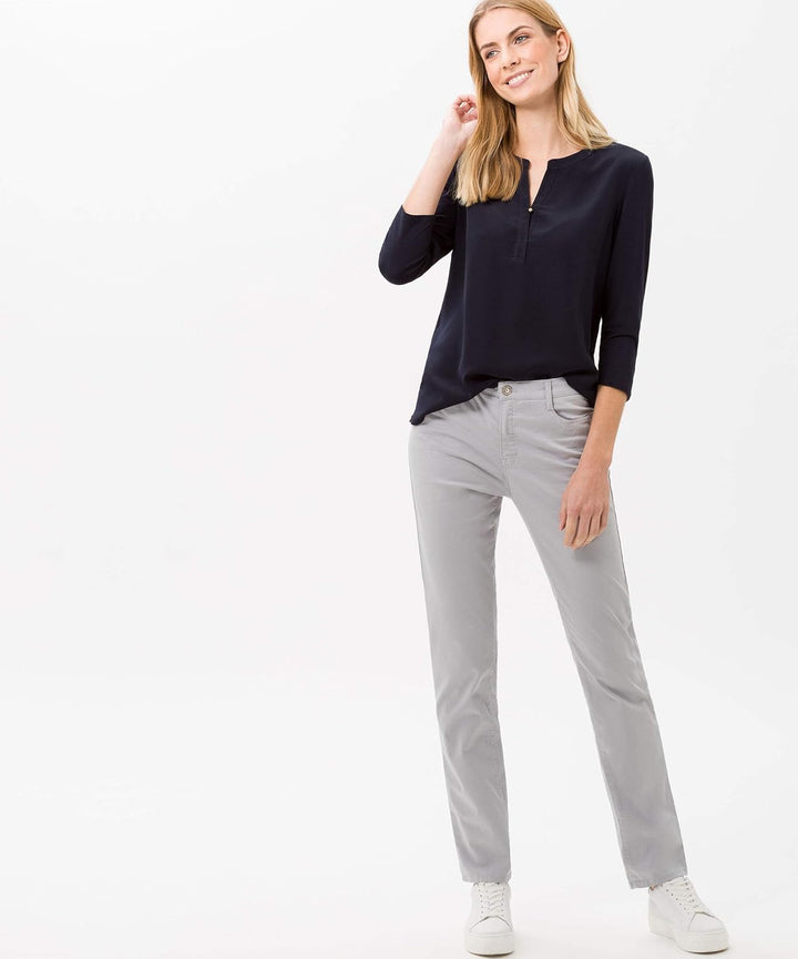 BRAX Damen Style Carola Five-Pocket Wertigem Baumwollsatin Hose 38W / 32L Grey Melange, 38W / 32L Gr