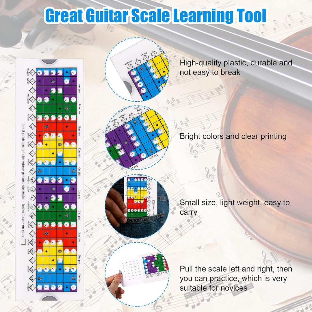Gitarrenskalen Schiebelineal, 28x8cm Gitarren Akkord Skalendiagramm Pentatonik Schiebelineal Guitar
