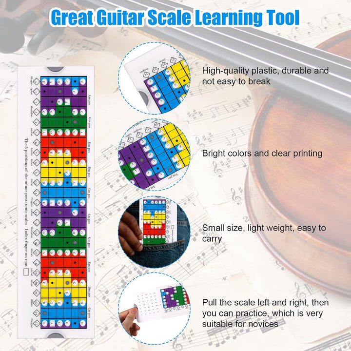 Gitarrenskalen Schiebelineal, 28x8cm Gitarren Akkord Skalendiagramm Pentatonik Schiebelineal Guitar