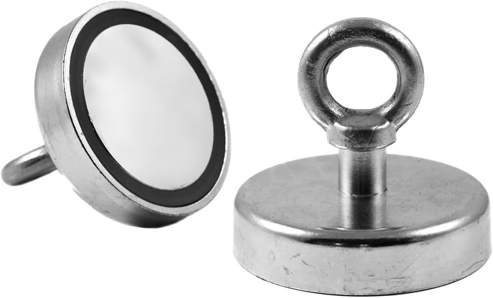 Magnetastico® | 2 Stück Neodym N35 Ösenmagnete 75 mm Ø | Haftkraft 164.0 Kilogramm | 2 Stück Ultra S