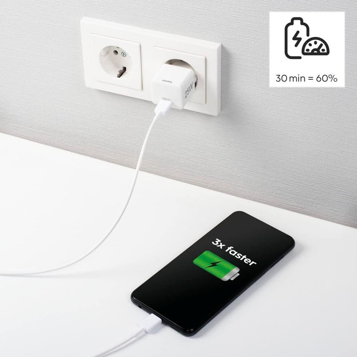 Hama Schnellladegerät USB-C Ladegerät 25 W (USB Ladegerät für Smartphone, Tablet etc., Ladestecker U