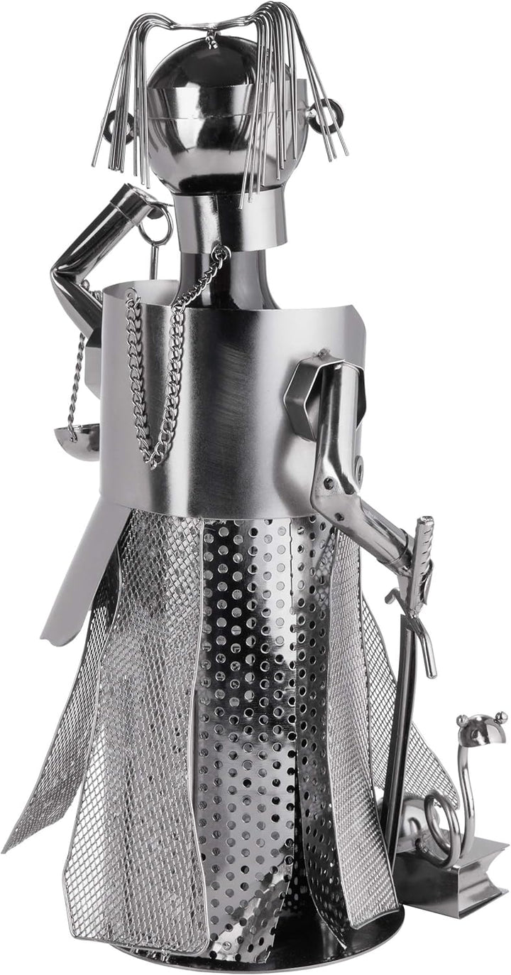 Brubaker Weinflaschenhalter Justitia Silber - Metall Skulptur Flaschenständer - Metallfigur Weingesc