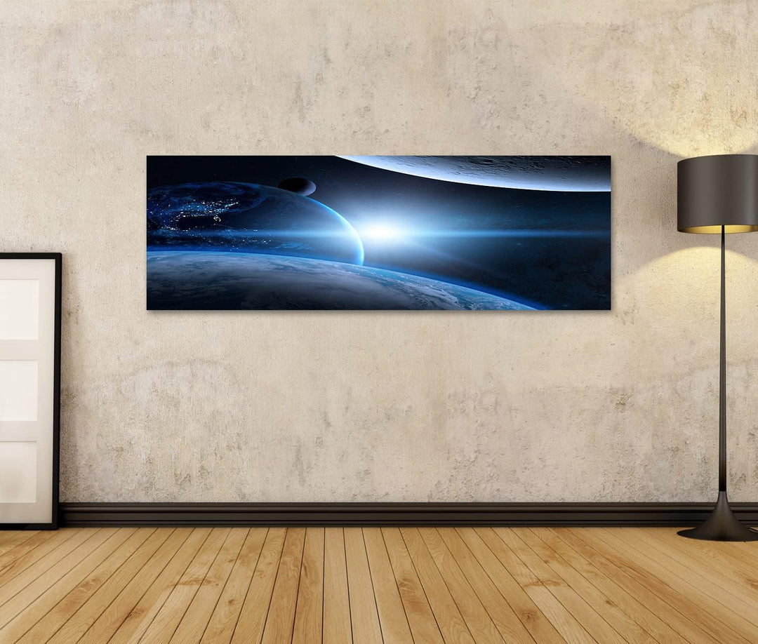 islandburner Bild auf Leinwand Erde Weltraum Schöner Planet Blauer Sonnenaufgang Bilder Wandbilder P