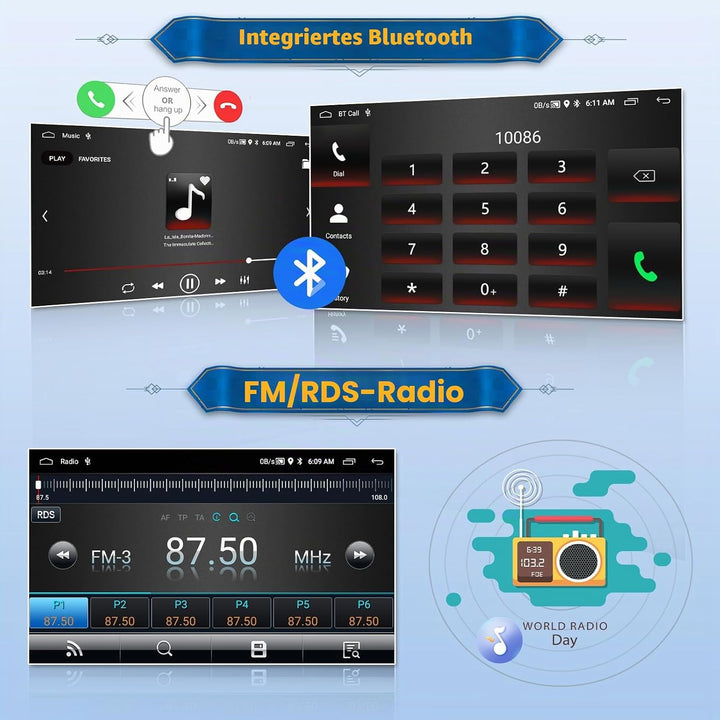 Android 15 Autoradio für Ford Ecosport 2013-2017 mit Wireless CarPlay Android Auto 2+64G, 9 Zoll Bil
