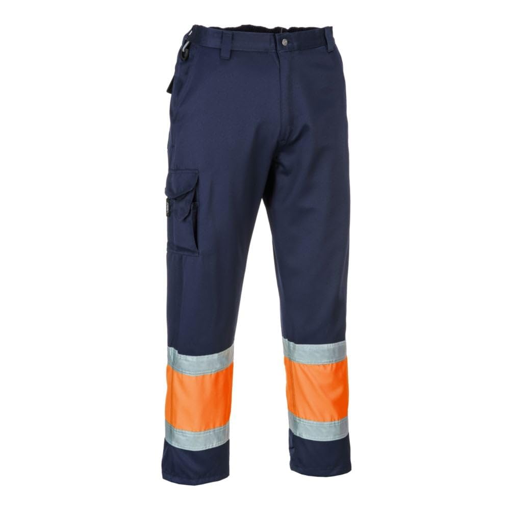 Portwest 2-farbige Warnschutz-Combat Hose, Grösse: XL, Farbe: Orange/Marine, E049ONRXL