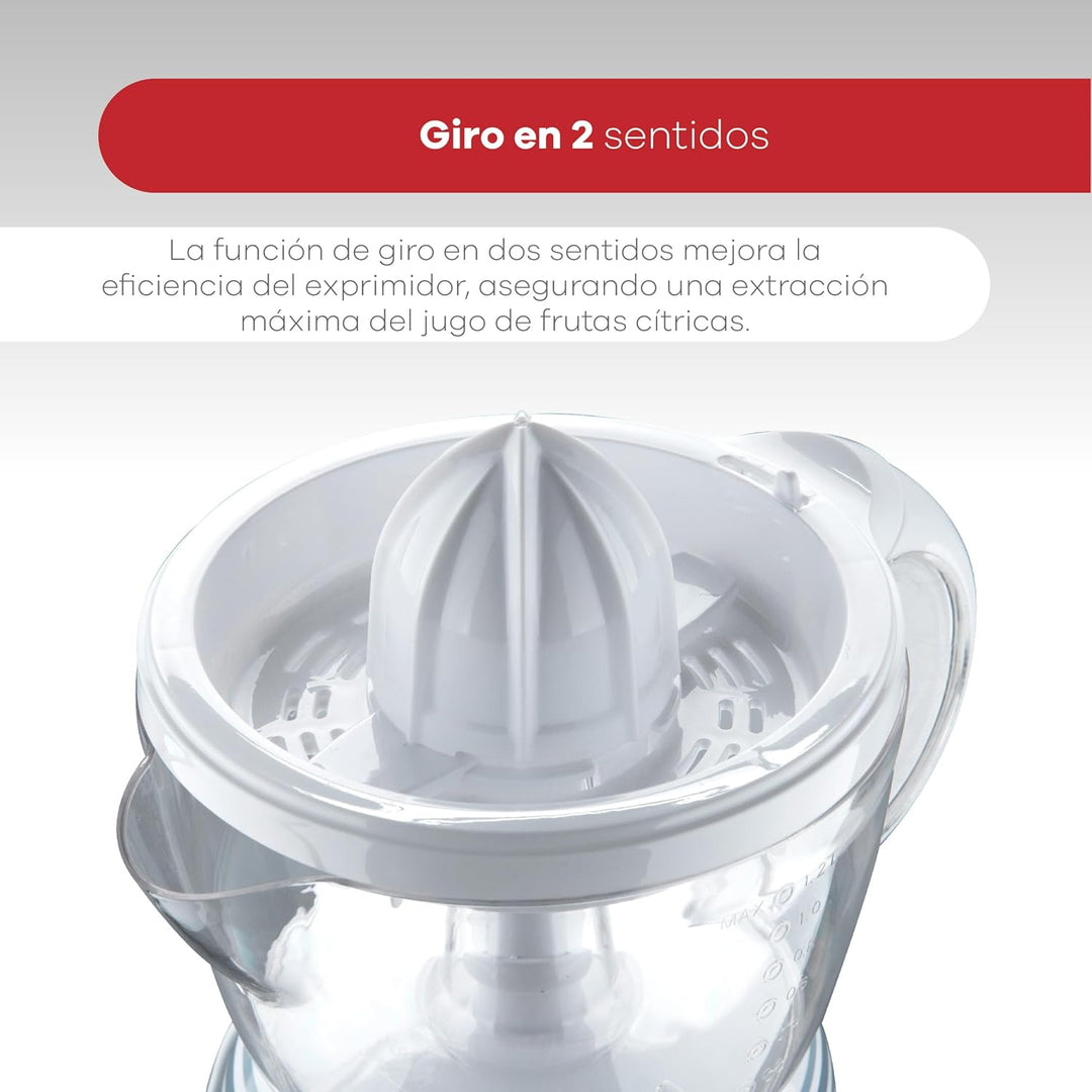 Bergner NOIA - Entsafter 40W 1.2L - Automatischer Motor - 2-Wege Drehung - Transparenter Behälter -