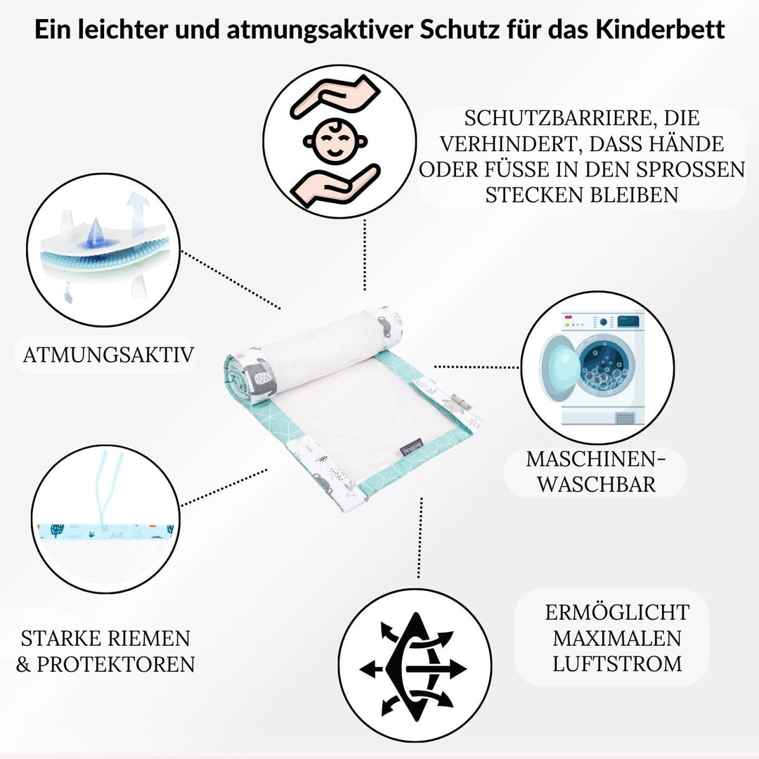 Bellochi 360x30 cm Kantenschutz Baby Babybett Umrandungen - Nestchen Kopfschutz Gitterbett Umrandung