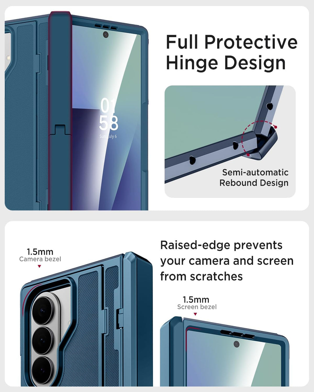 Miimall Kompatibel mit Samsung Galaxy Z Fold 7 Hülle mit Ständer, [Zwei Flexibel Stand] [Eingebauter