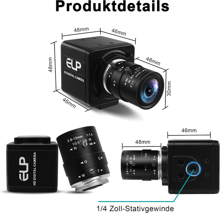 Global Shutter USB Kamera,800P Monochrom extrem hohe Bildrate 420 fps/210 fps/120 fps Webcam zur Tie