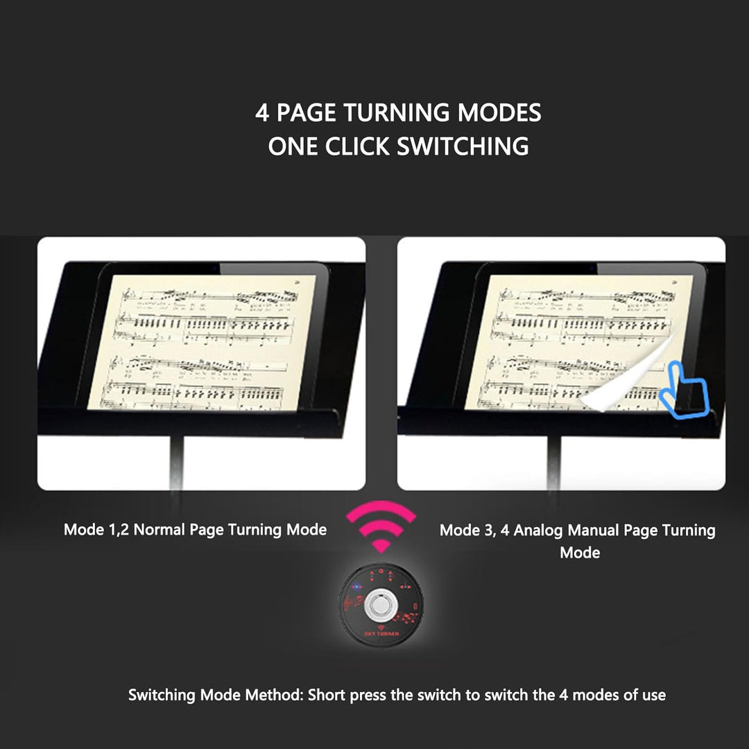 Drahtloses Bluetooth-Seitenwenderpedal, Tragbarer Fussschalter für Tastatur, Elektronische Bücher, M