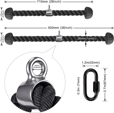 Kipika Trizepsseil, Kabelmaschinen-Befestigungen, Seilzugsystem, Fitnessstudio, Robustes Nylonseil m